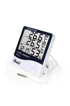 Diwu Htc-2 Probe Thermometer Hygrometer. Temperature Humidity Meter Clock