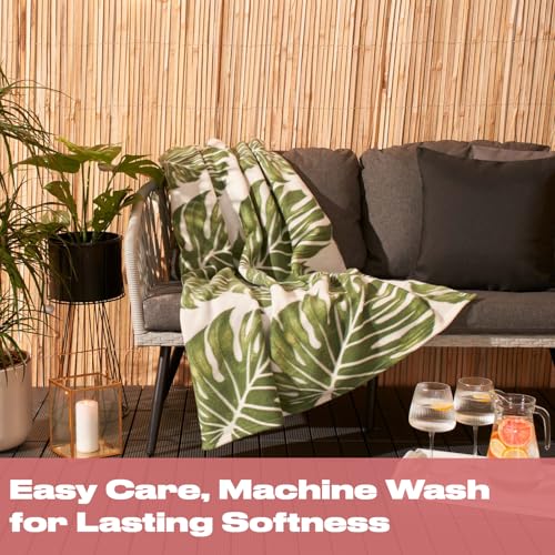 Dreamscene Tropical Green Throw, Green Leaf Garden Throw Tropical Blanket Throws for Sofa Large, Bedroom Outdoor Living Room Travel Blanket Camping - 120 x 150cm - Image 6