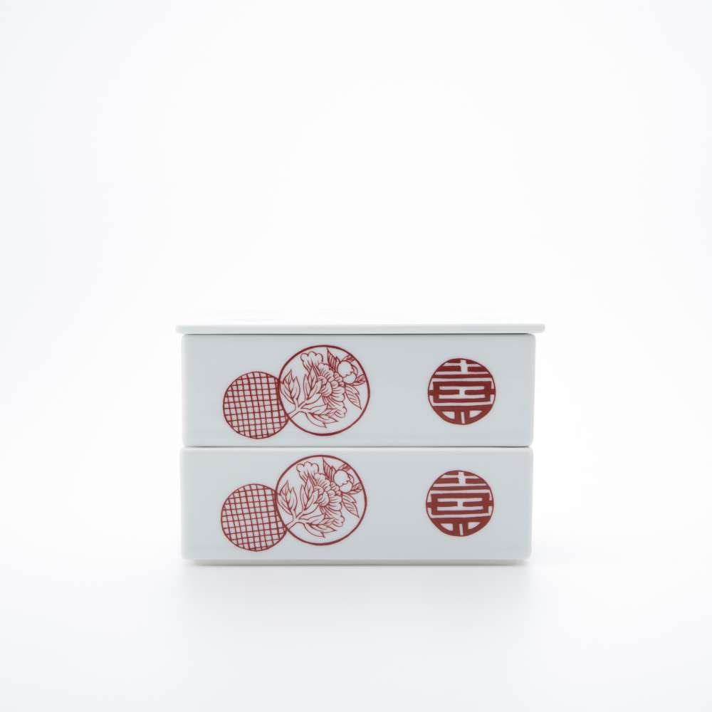 Amazon | ARITA PORCELAIN LAB 二段重 150×150×100mm ゴールド 丸紋散 Amazon | ARITA PORCELAIN LAB 二段重 150×150×100mm ゴールド 丸紋散