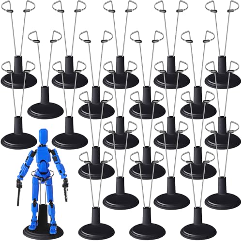 Image of Yaocom 24 Pcs Doll Stand Adjustable Action Figure Display Holder Support for 4-6 Inches Dolls, Creative Storage Stand for Home Shop Birthday Party Favor for Male Female(20 cm,Black)