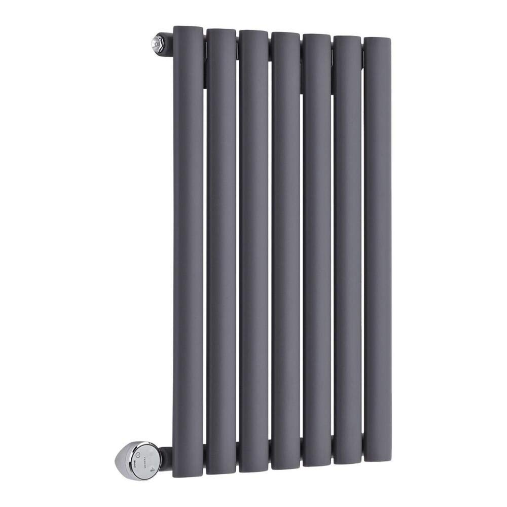 Milano Aruba 400W Anthracite Horizontal Single Oval Panel WiFi Electric Radiator - 635mm x 413mm