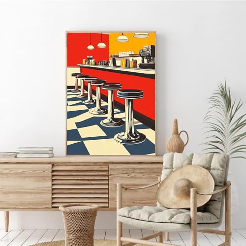 Image of cupmod 6 Packs Vintage Paint by Numbers Kit for Adults,Retro Funny Adults Paint by Number Kits on Canvas Without Frame,Easy Acrylic Oil Painting by Numbers Kit for Home Wall Decor 9.8x13.8inch