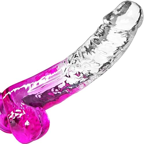 Placer extra grande con un enorme consolador de ventosa, 12.8 pulgadas de juguete grande, realista, grueso, transparente y morado para hombres,