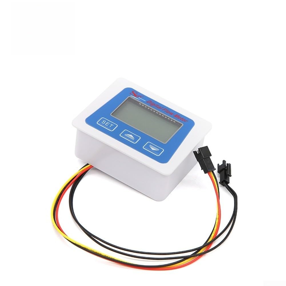 Medidor electrónico de flujo de agua alimentado por batería con pantalla LCD digital para un monitoreo preciso del caudal y la temperatura en riego e industria, 130 L min
