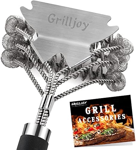 GRILLJOY 18inch Grill Cleaning Brush Bristle Free – Ideal BBQ Grill Accessories Gift for Christmas – Safe BBQ Cleaning Grill Brush with Extra Wide Scraper – BBQ Brush for Gas/Charcoal/Porcelain Grill GRILLJOY 18inch Grill Cleaning Brush Bristle Free – Ideal BBQ Grill Accessories Gift for Christmas – Safe BBQ Cleaning Grill Brush with Extra Wide Scraper – BBQ Brush for Gas/Charcoal/Porcelain Grill