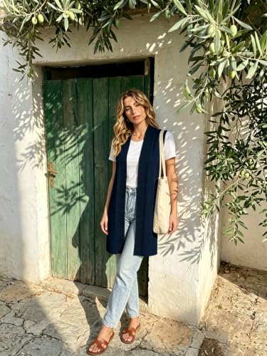 Image of Beautiful Nomad Sleeveless Cardigans for Women Long Sweater Vest