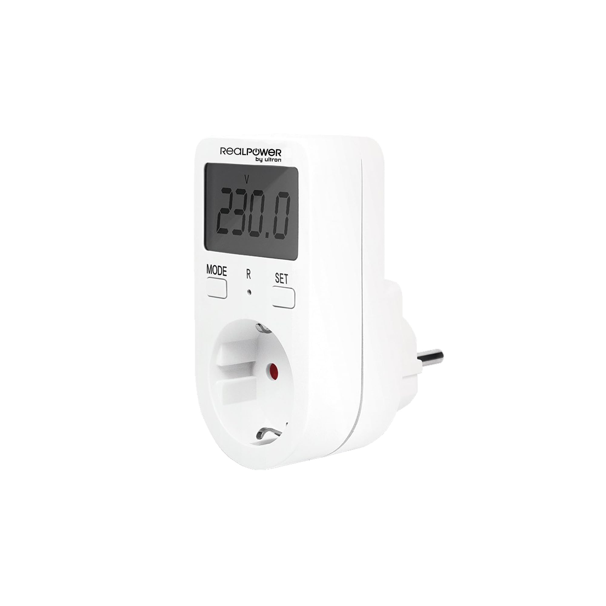 RealPower EM-1 Energy Meter, Electricity Meter Socket, Power Meter with Display and Cost Determination, Monitoring of Min/Max Power (16A Max./230V-250V)