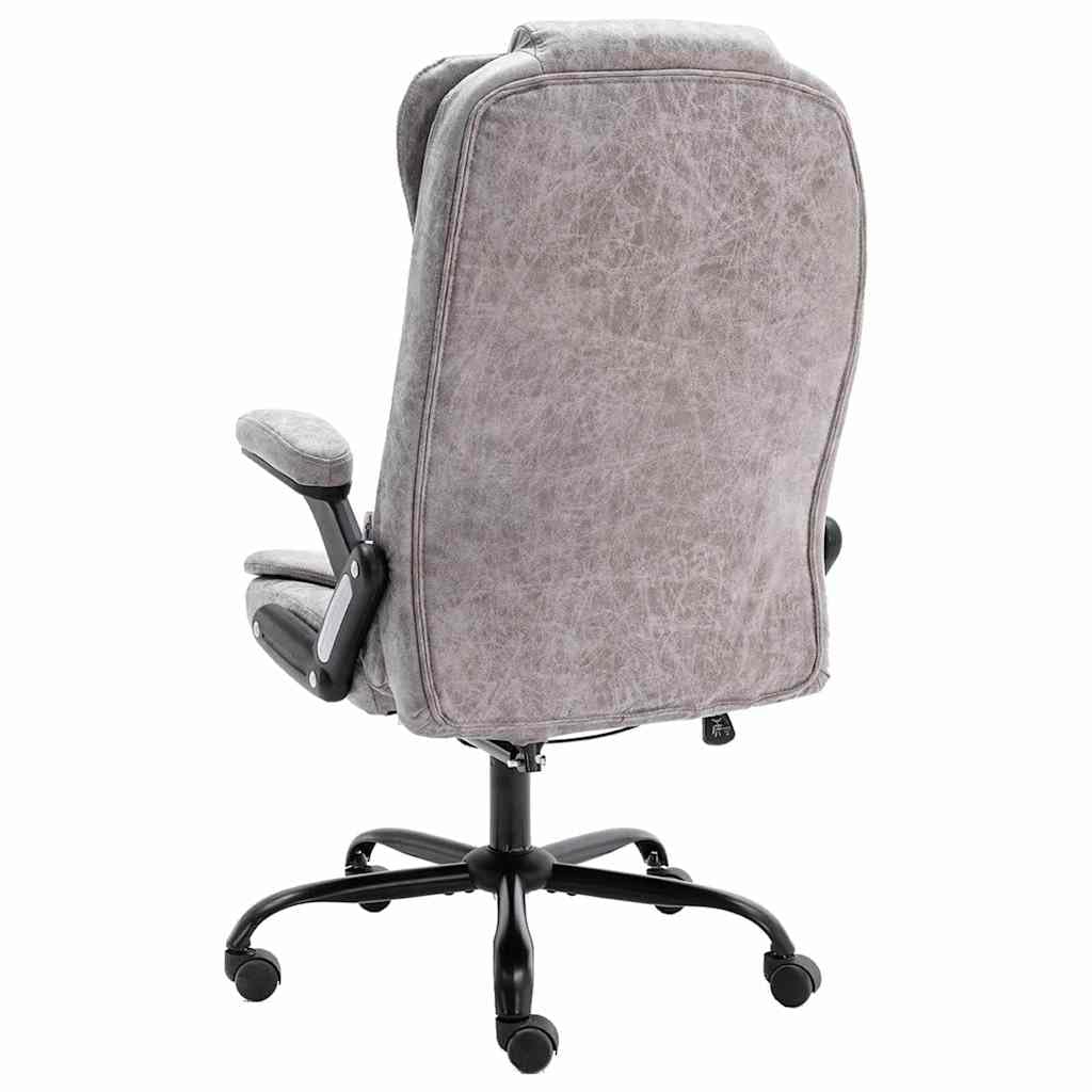 Krzesło biurowe z funkcją masażu i ogrzewaniem, jasnoszary, metalowy stelaż z regulacją wysokości, z kółkami i podłokietnikami, ergonomiczne krzesło obrotowe do biura, domowego biura i komfortu
