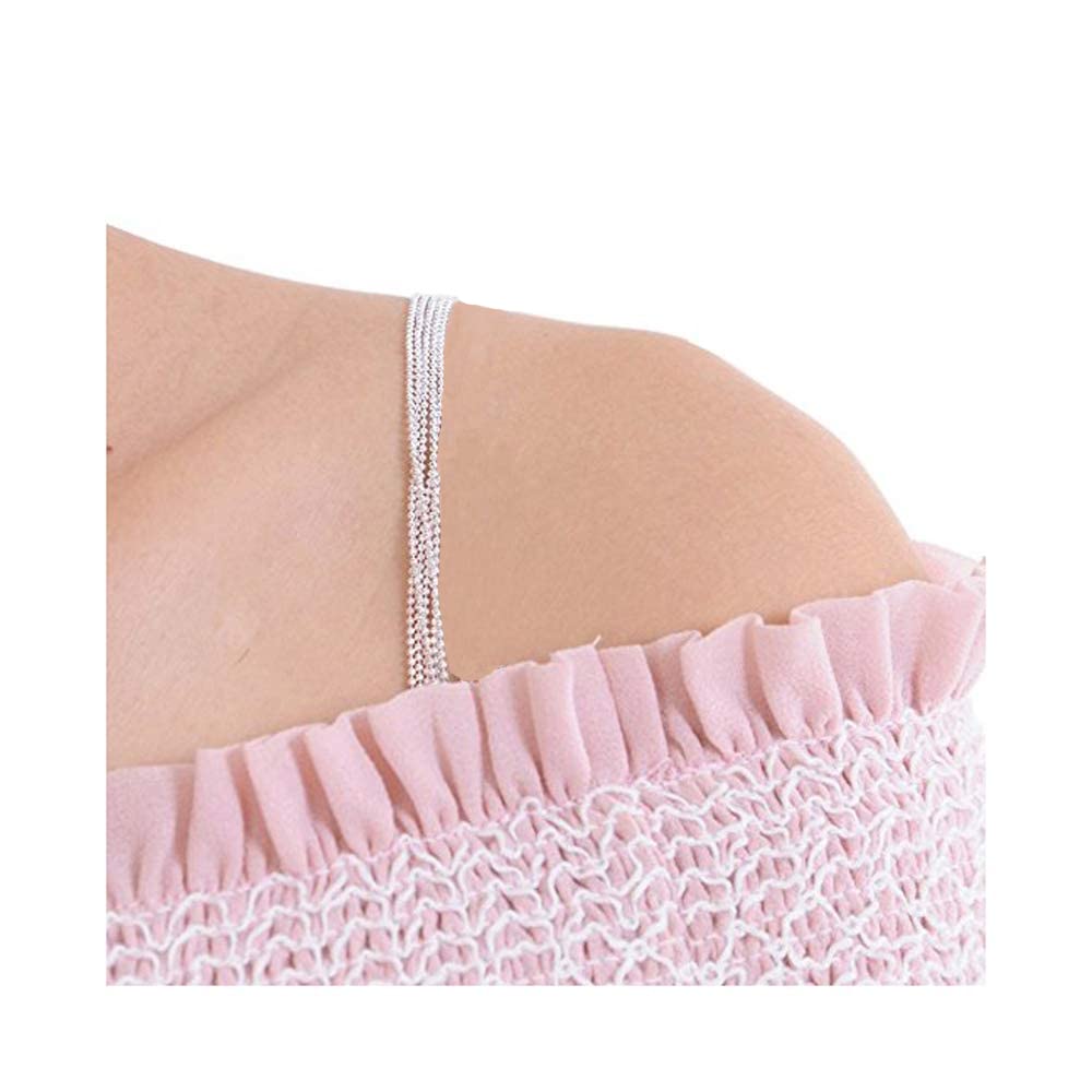 BJACWomen's 1 Pair 6 Sliver Rows Tassel Metal Adjustable Gorgeous Shoulder Strap (White)