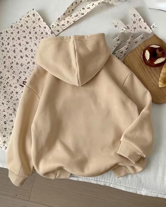 Image of NETCLICK Women's Polycotton Fleece Plain Full-Zip Hooded Winter Sweatshirt