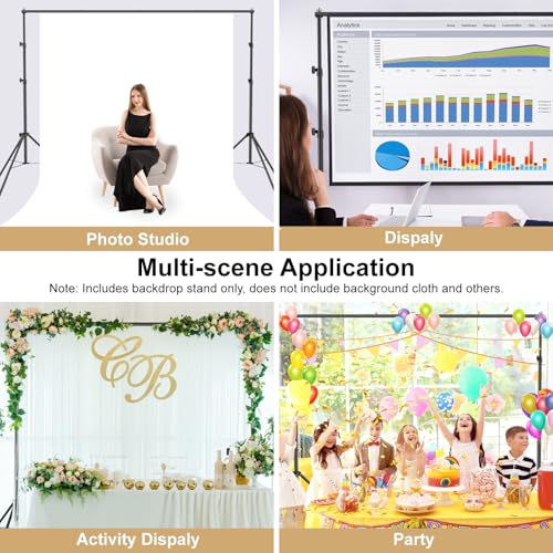 Image of LINCO Lincostore Backdrop Support Stand Kit 10x6.5ft Adjustable Photography Studio Photo Background Support System with Carrying Bag for Green Screen Muslin, 4171 (10ft Wide 7ft high)