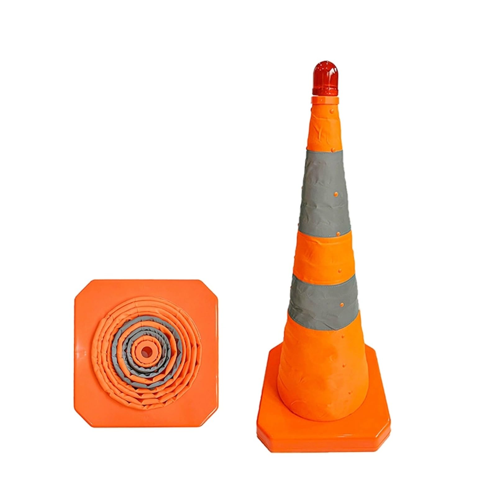 Cône Routier Réfléchissant Pliable en Tissu Oxford, Cône de Sécurité Pop-up à Double Bande Réfléchissante Haute Visibilité pour Chantier, Parking et Panne Automobile(90cm/35.4in)