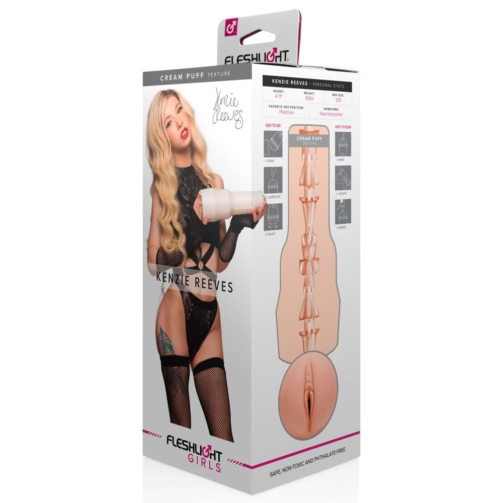 Fleshlight Kenzie Reeves Creampuff (Lady) - Masturbatore SuperSkin, giocattolo del sesso estremamente realistico