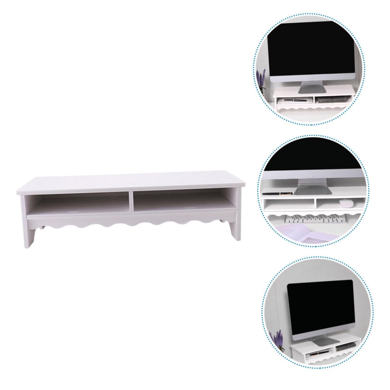 Support Ordinateur Portable Blanc avec Rangement Bureau, Bureau