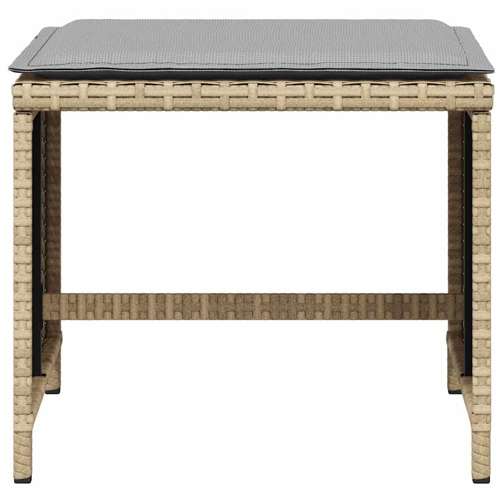Taboret ogrodowy, 4 sztuki, polirattan, z poduszkami, 41 x 41 x 36