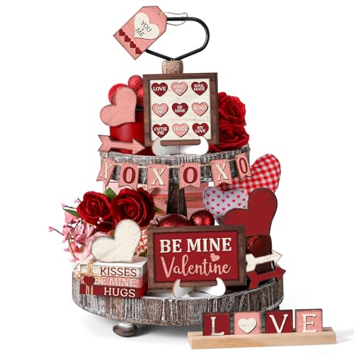 Marsui 19 Pcs Rustic Red and Pink Valentine's Day...