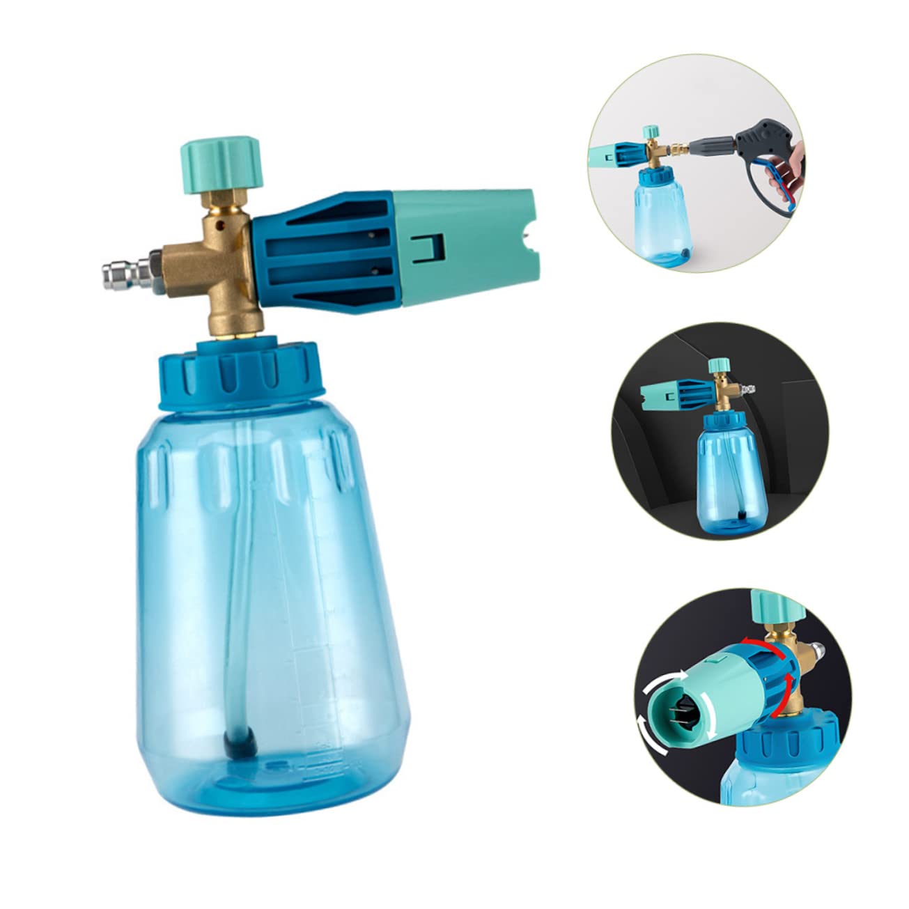 Pistola de Agua a Presión Multifunción para Lavado de Autos | Botella de 1l, Plástico, Caudal Ajustable, Uso en Riego de Plantas y Limpieza Exterior