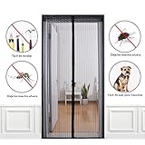 Homvik Mosquitera para Puerta Cortina Magnética con Cinta de Velcro Adhesiva Fácil de Instalar Se Cierra Magnéticamente al Instante Buena Ventilación y Deja Los Insectos Afuera (90cm*210cm)