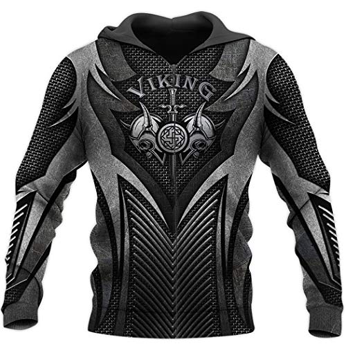 Sweat à capuche zippé Viking impression 3D tatouage résistant S