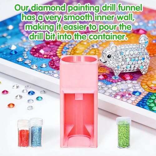 Image of Diamond Painting Organizer - Drill Funnel for Round Containers, Portable Art Funnel for Easy Transfer, Accessories (Pink)