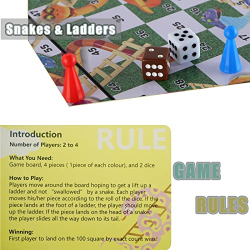 Juego de mesa Snakes and Ladders compacto plegable miniatura 7