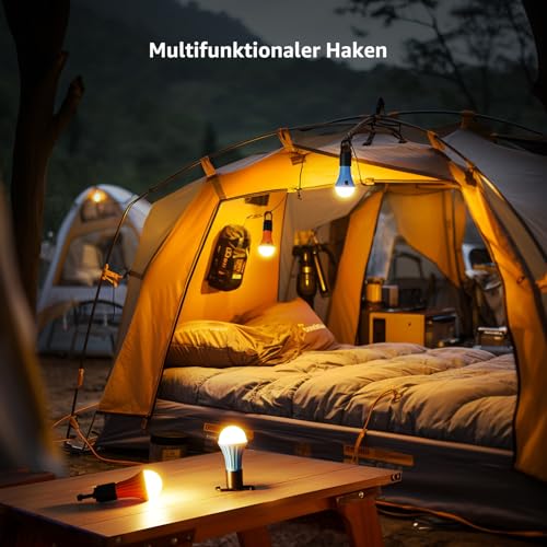 Lepro Aufladbare Campinglampe, Zeltlampe, Glühbirne Notlicht mit 7 Leuchtmodi, 2 Stück für Abenteuer Angeln Garage Notfall Stromausfall 5