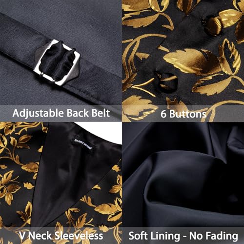 Image of Barry.Wang Formal Men Flower Vest Paisley Jacquard Silk Ties Suit Waistcoat Set Wedding 5PCS