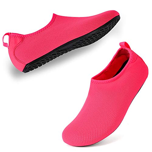 ALEADER Unisex Barefoot Beach Water Shoes Quick Drying Summer Outdoor Aqua Socks for Pool Swim Surf Yoga Exercise Fushia M