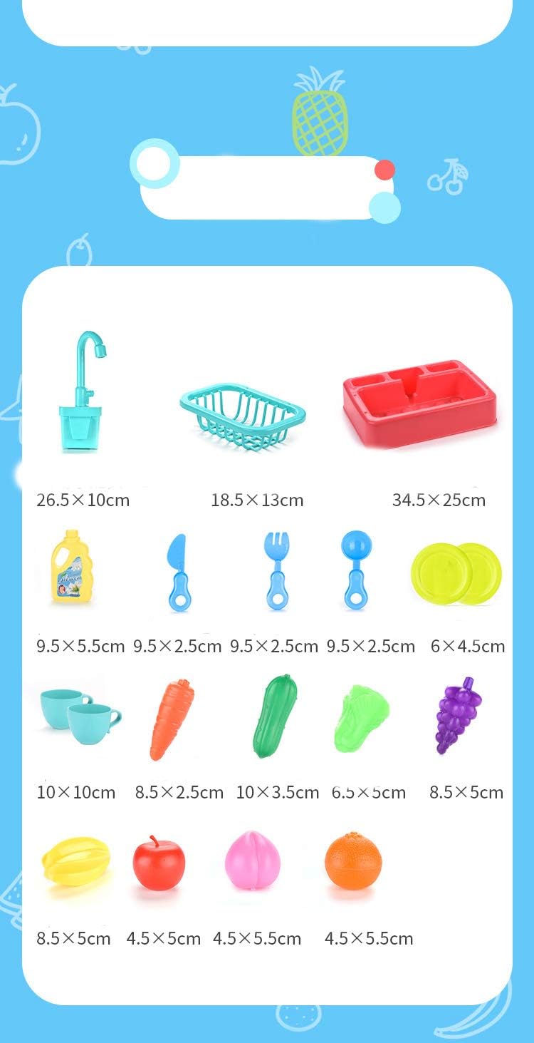 NIWWIN Giocattoli per lavello da Cucina per Bambini Set con Acqua Corrente Regali educativi Giochi di finzione per Ragazzi Ragazze Simulazione Lavastoviglie Rubinetto di Lavoro e Scarico (Blu)