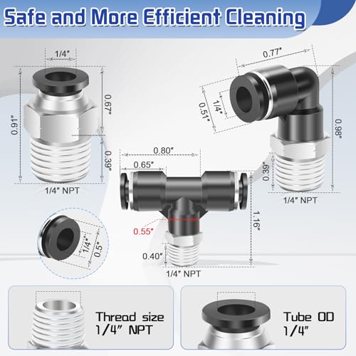 Fanovo 6 Pcs Straight Push Quick Releas Connectors,6 Pcs 90 Elbow Push To Connect Fittings,6Pcs Pneumatic Tee Tube Connect Fittings thumb #1