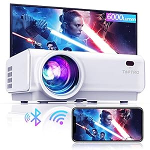 TOPTRO Mini-wifi-projector, 7000 lumen, bijgewerkte projector met draadloze spiegel, 200 inch, draagbare projector voor…