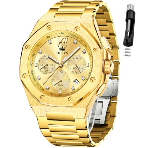 Image of OLEVS Watches for Men Stainless Steel Business Dress Large Easy to Read Analog Watch Waterproof Luminous Casual Luxury Men Watch