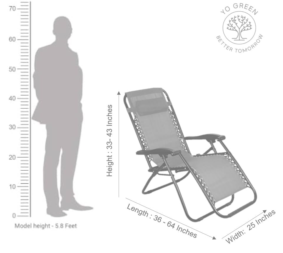 Image of Yo Green Stainless Steel Zero Gravity Chair, Lawn Chair Recliner Lounge, Portable Camping Folding Beach Chair with Removable Pillow (Burgundy)