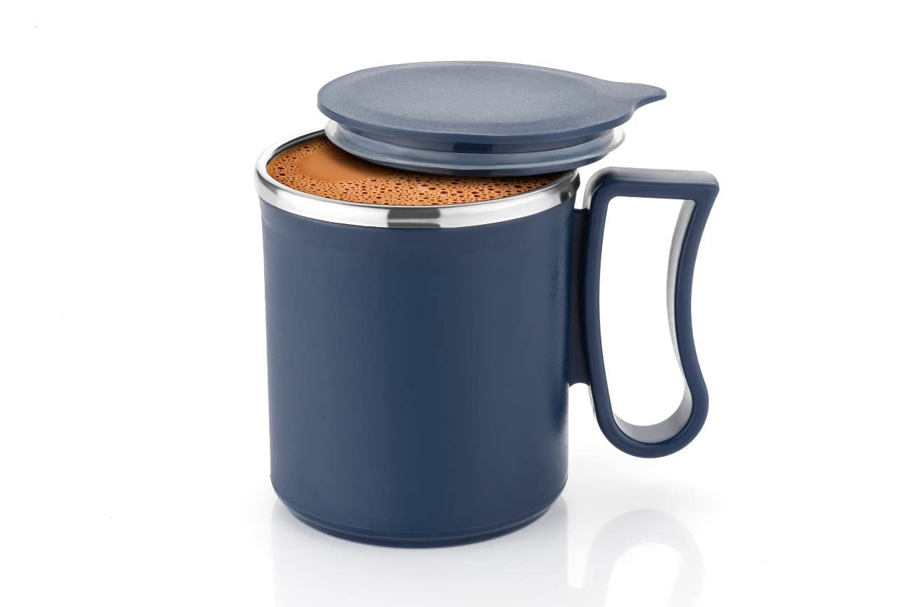 SR Coffee Mug with Lid Insulated Stainless Steel for Tea Milk Mug Inner Stylist Double Wall Cup for Home Office Restaurant Use Gift (Pack of 1) (Blue)-image-48