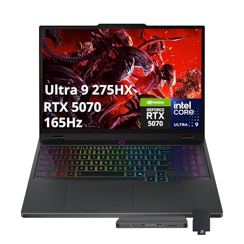 Image of Lenovo Legion 5 AI-Powered Gaming Laptop, Intel Ultra 9 275HX, GeForce RTX 5070 GDDR7, 15.1 inch WQXGA 165Hz, 16GB DDR5, 2TB Storage (1TB SSD+1TB Docking), RGB Backlit Keyboard, Wi-Fi 7, Win 11 Pro, Black