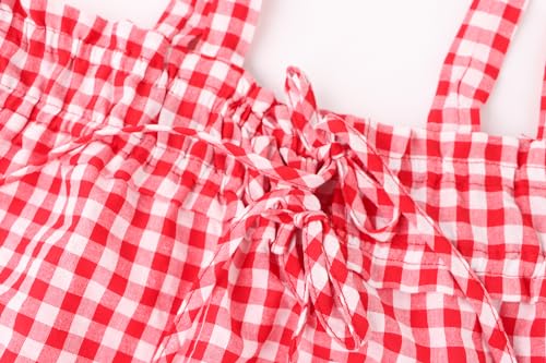 Women Plaid Cropped Camisole Tops Ruched Tie Front Square Neck Backless Loose Cute Crop Cami Tank Adjustable Top3