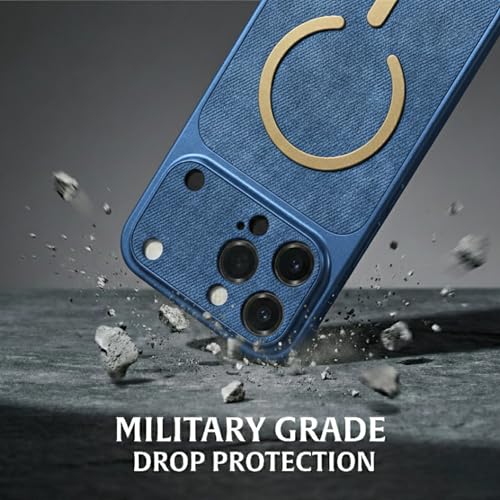 Image of amazon basics Converter Case for iPhone 15 Pro | Premium Protective Mag-Safe Cover | iPhone 17 Pro Series Style Design | in Built Camera Guard | Wireless Charging Compatible - Blue