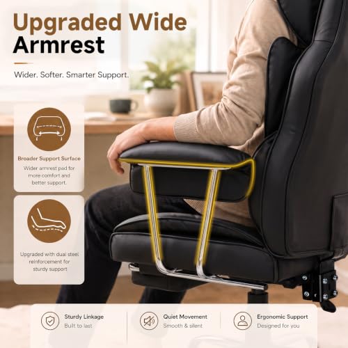 GTPLAYER Big&Tall Ergonomic Gaming Chair, Wide Spring Seat, Linkage Armrest,Earth BLK - image 8