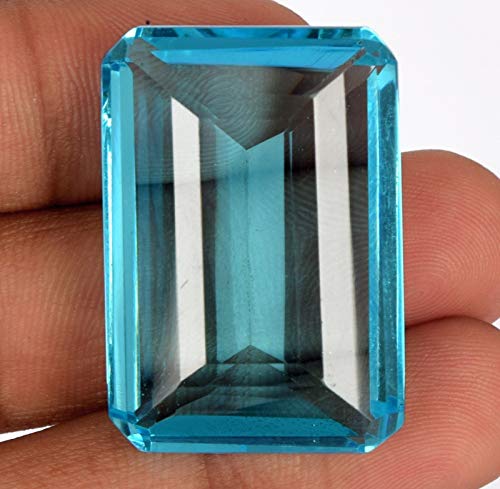 Fabulous Swiss Blue Topaz 112.50 Ct Brazilian Topaz Faceted Emerald Cut Swiss Blue Topaz Gemstone2