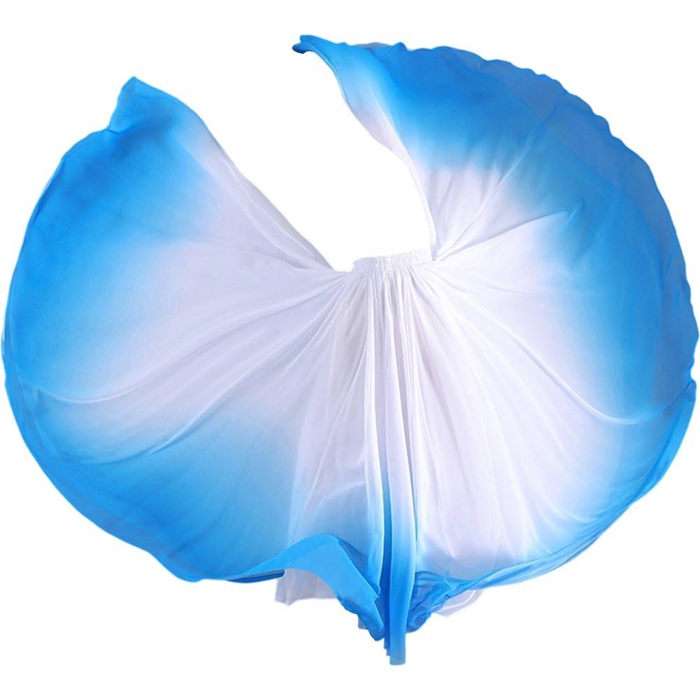 Gonne Danza, Gonne Lunghe Allenamento, Abito Elegante Spettacolo a 720 Gradi, Abito Ballo in Chiffon di Garza Sfumata