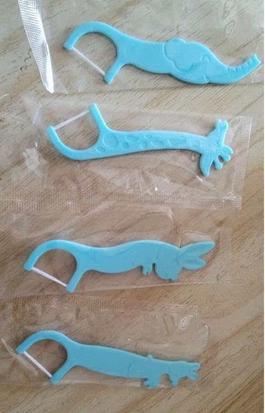 Hilo dental para niños, envuelto individualmente, 4 lindos animales