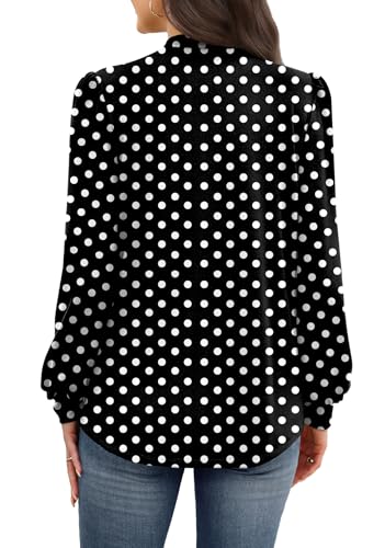 Image of WIHOLL Long Sleeve Shirts for Women Mock Neck Tops Pleated Front Blouses Dressy Casual Spring Fall Clothes 2026 Fashion