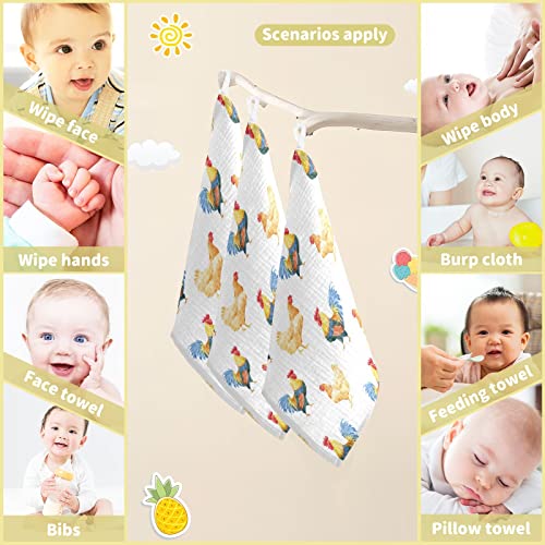 Image of Vvfelixl Cotton Baby Muslin Washcloths Soft Baby Face Towel for Newborn Infants, 11.8 X 11.8 Inch, 3 Pack White