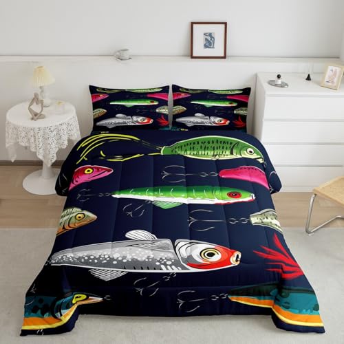 Image of Feelyou Fishing Lure Bedding Set King Size for Children Teen Kids