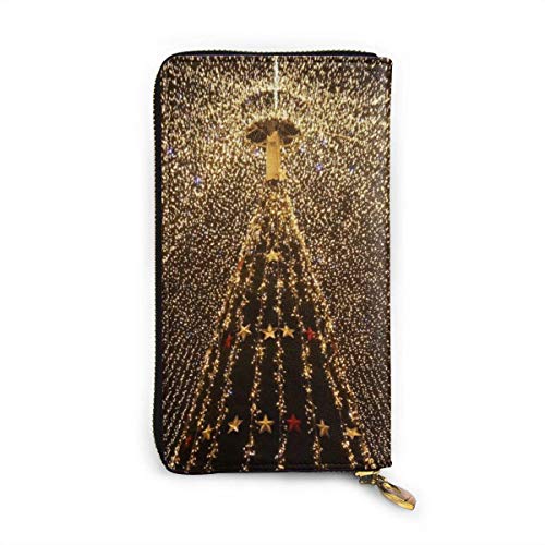 Preisvergleich Produktbild JHGFG Weihnachtsbaum Girlande Lichtdekoration Echtes Leder Geldbörse Lange Damen Geldbörse Handtasche Multi Kartenhalter Organizer Für Frauen Personalisiert