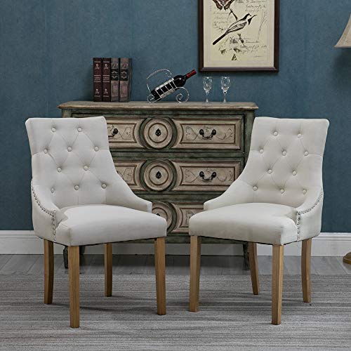 nozama Upholstered Dining Chairs Set of 2 Elegant Tufted Fabric Parsons Chair