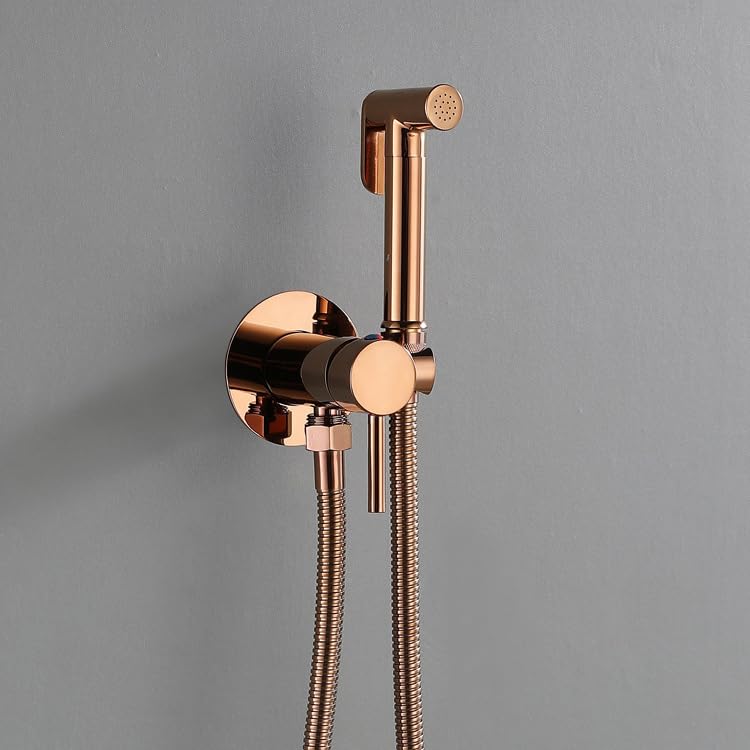 Duchas Higienicas Para Wc Grifo Wc Higienico Agua Fria Y Caliente Manguera Bidet Manija Única Todo Cobre oro Rosa redondo