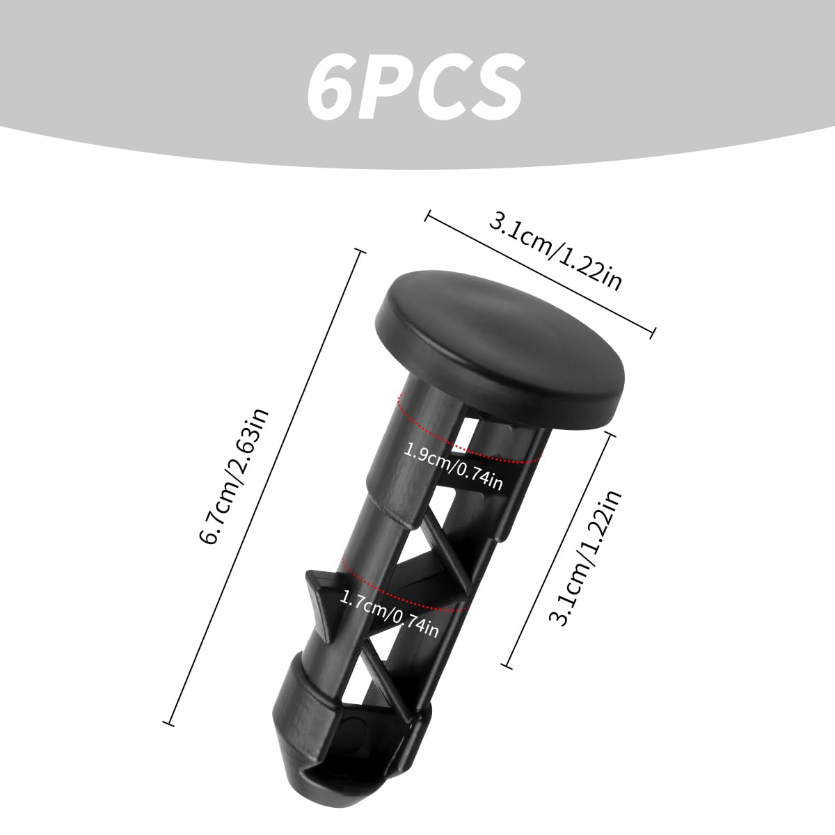 Tabanzhe 6-Piece Wheelie Bin Lid Hinge Pins Kit - Essential Accessories for Household and Commercial Waste Bins, Black Plastic Construction for Durable Performance and Effortless Maintenance - Image 2
