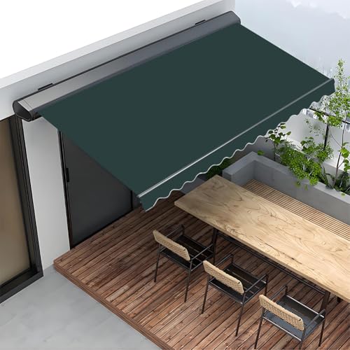 Auvent rétractable 6.5x2m vert foncé en polyester pour terrasse et balcon - 4