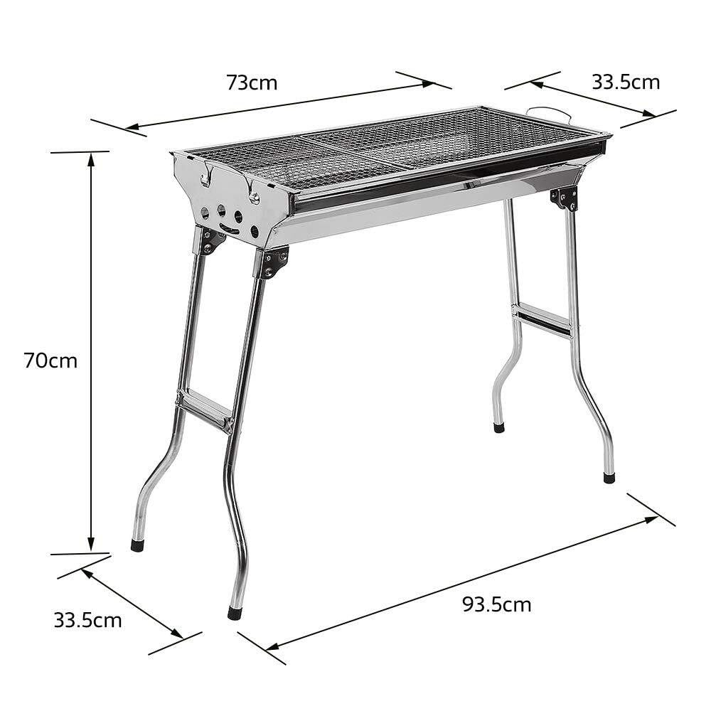 Przenośny grill na węgiel drzewny - grill na węgiel drzewny grill na węgiel drzewny przenośny składany stalowy grill kempingowy - antypoślizgowy składany grill BBQ (73 x 33,5 x 70 cm) (73 x 33,5 x 70
